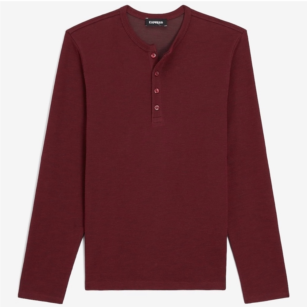Express Mens Henley Shirt Solid Double Knit Medium